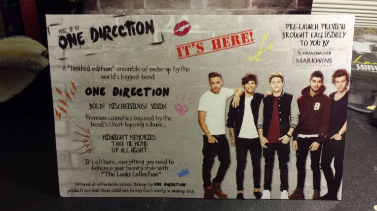 One Direction "Take Me Home" collection enclosure card, side 2