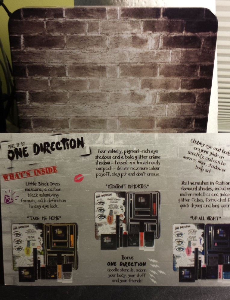 One Direction "Take Me Home" collection enclosure card, side 1